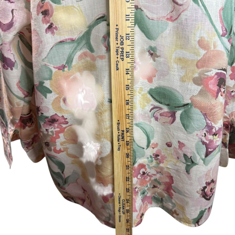 Ralph Lauren 100% Linen Floral Button-Up Blouse 2X Pastel Watercolor Print - Picture 3 of 6